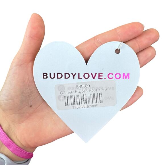 Buddy Love NWT Kaycee Hot Pink Organza Ruffle Flare Sleeve Sheer Party Top - Picture 11 of 12